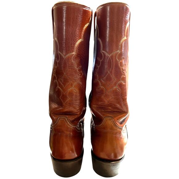 Vintage 60s/70s Tony Lama EL REY Cognac Leather Cowboy Boots Mens 8.5D 0032 Rare main image 11